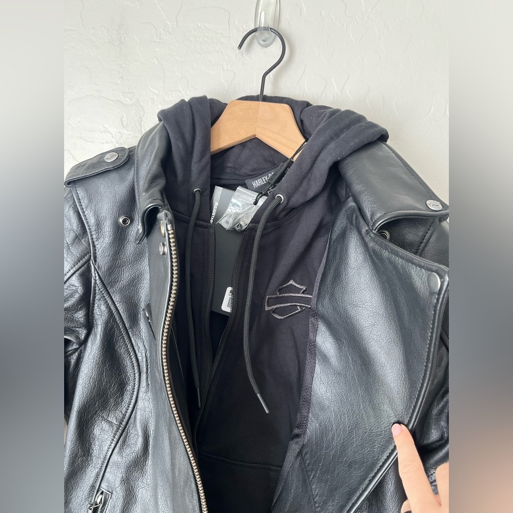 NWT Harley Davidson 3 in 1 Leather motorcycle jacket black small - Picture 9 of 13